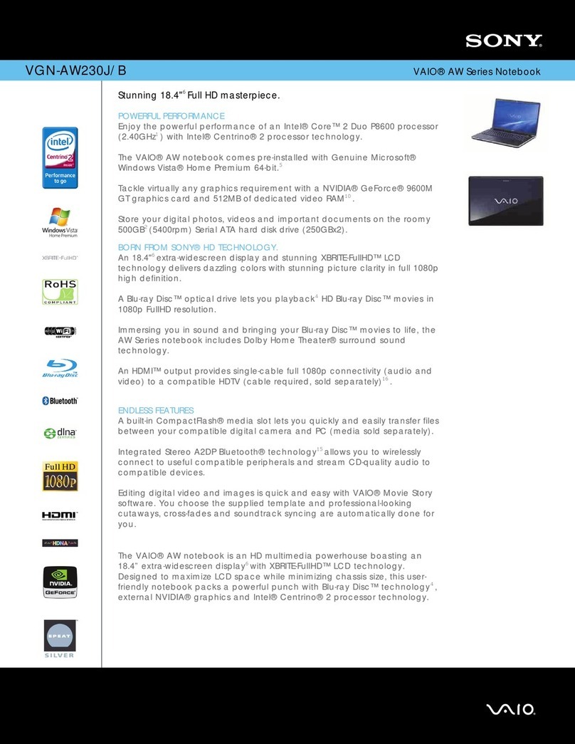 Sony VAIO VGN-AW230J/B User manual