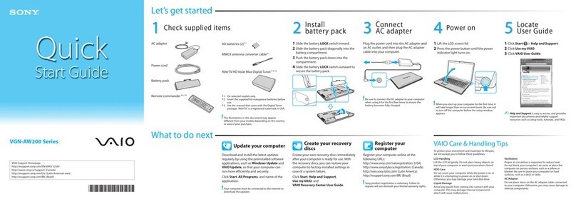 Sony VGN-AW210J quick start guide
