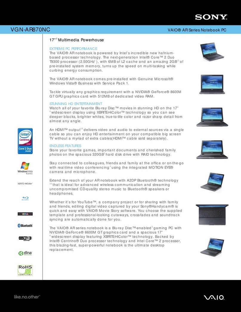 Sony VAIO VGN-AR870NC User manual Sony VAIO VGN-AR870NC User manual