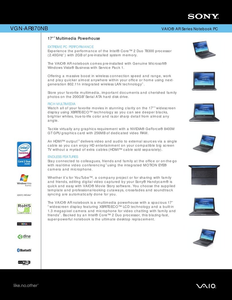 Sony VAIO VGN-AR870NB Specifications