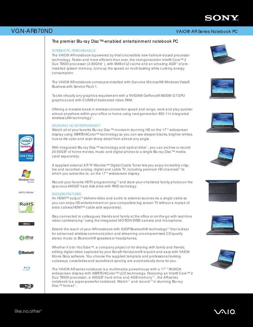 Sony VAIO VGN-AR870ND User manual