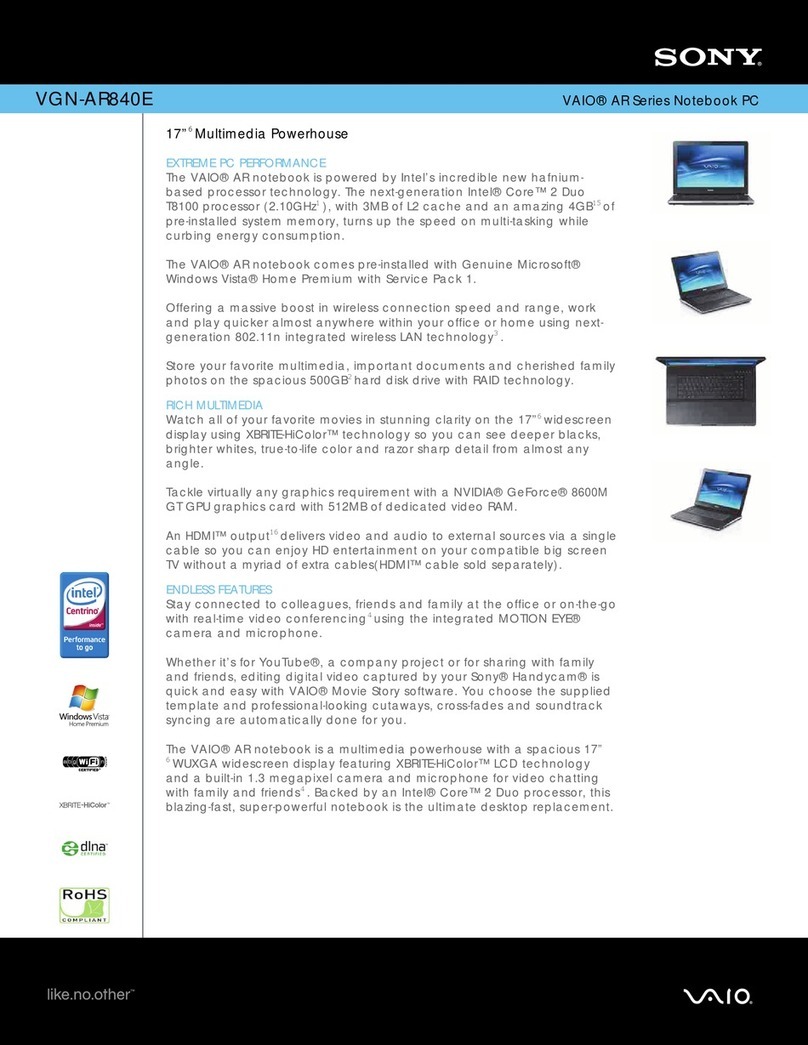 Sony VAIO VGN-AR840E User manual