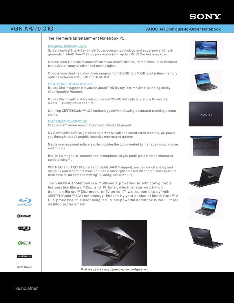Sony VAIO VGN-AR770 CTO User manual