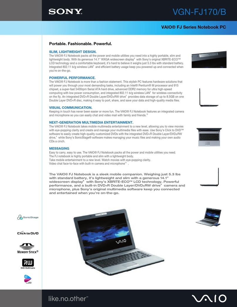 Sony VGN-FJ170 Specifications