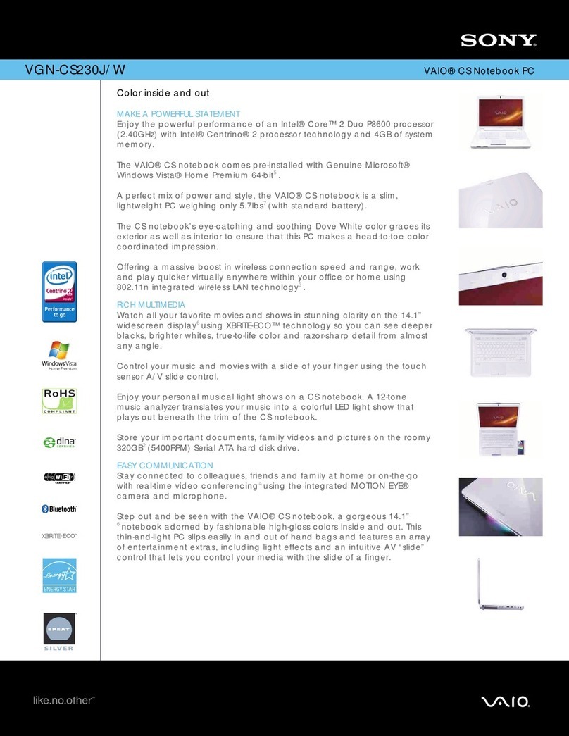 Sony VAIO VGN-CS230J/W User manual