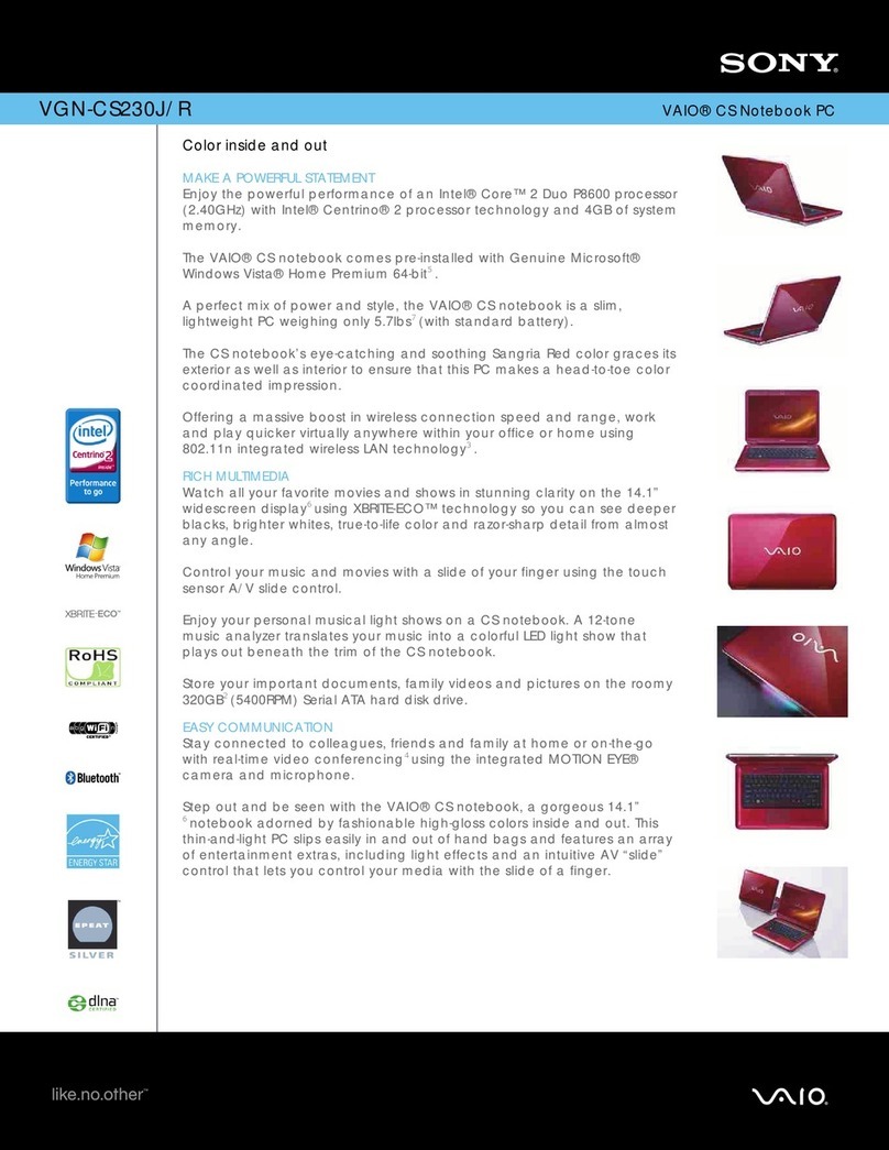 Sony VAIO VGN-CS230J/R User manual
