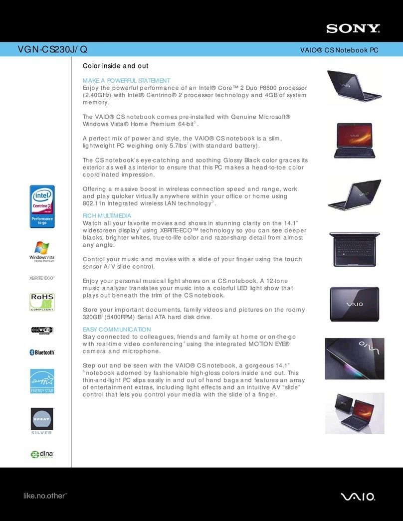 Sony VAIO VGN-CS230J/Q User manual