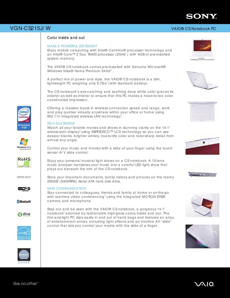 Sony VAIO VGN-CS215J/W User manual Sony VAIO VGN-CS215J/W User manual