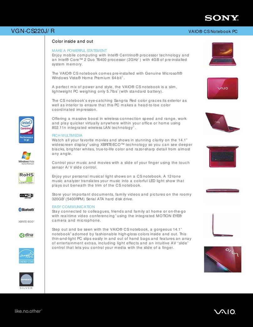 Sony VAIO VGN-CS220J/R User manual