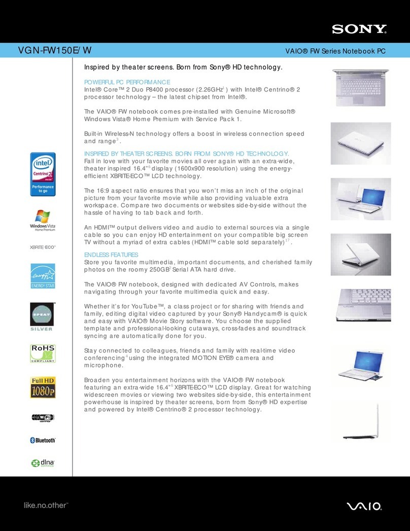 Sony VGN-FW150E Marketing User manual