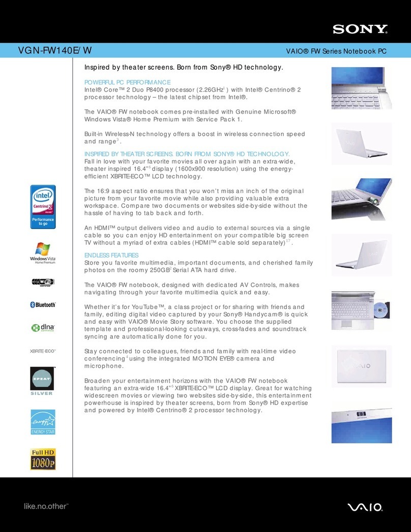 Sony VAIO VGN-FW140E/W User manual