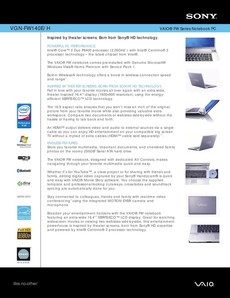 Sony VAIO VGN-FW140E/H User manual