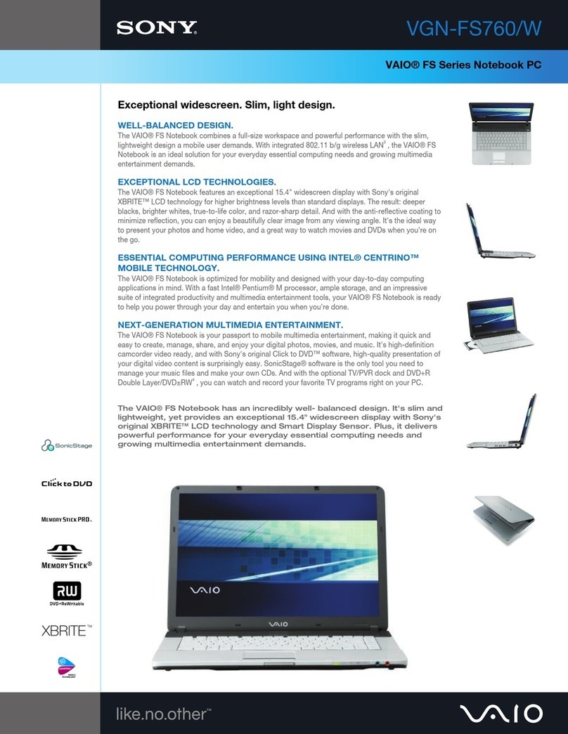 Sony VAIO VGN-FS760/W User manual Sony VAIO VGN-FS760/W User manual