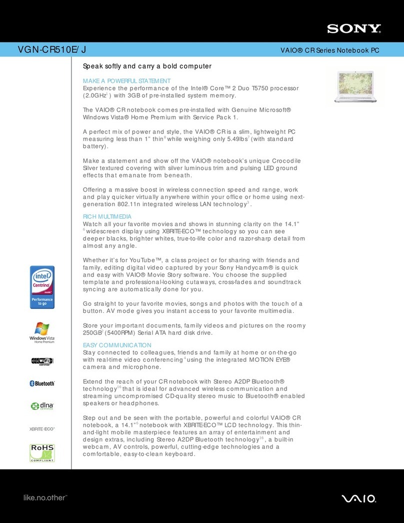 Sony VAIO VGN-CR510E/J User manual