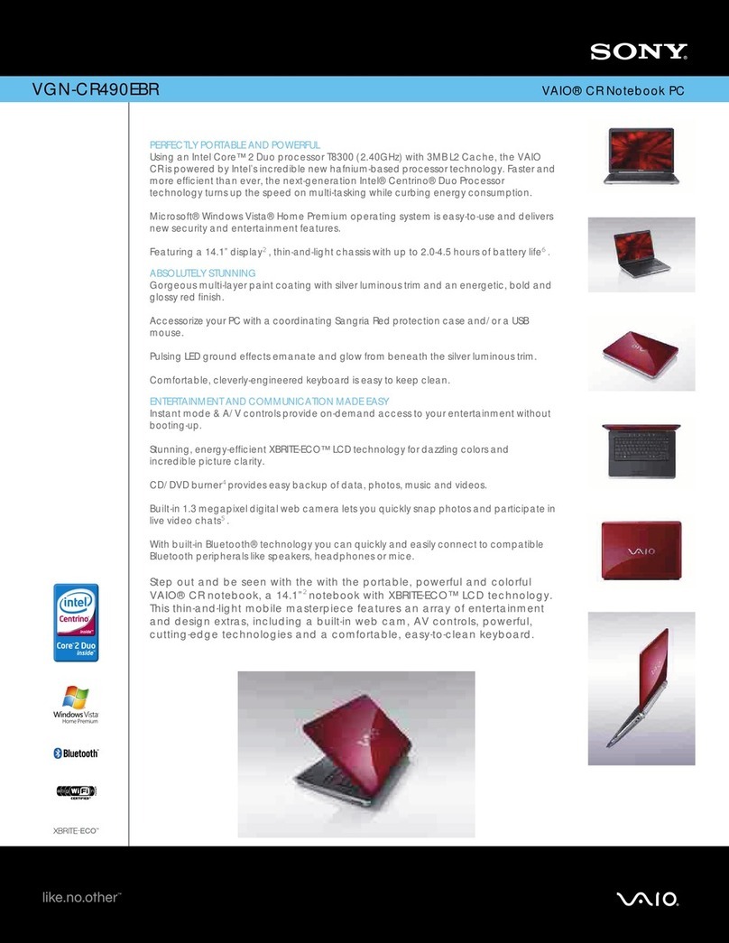 Sony VAIO VGN-CR490EBR User manual