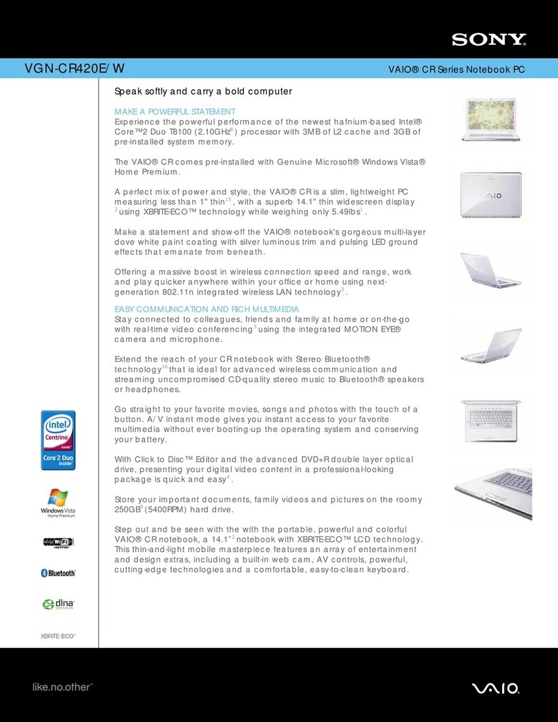 Sony VAIO VGN-CR420E/W User manual