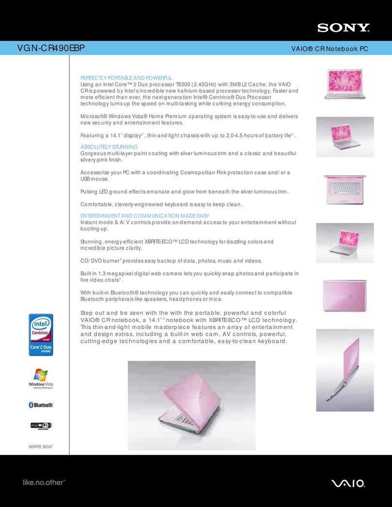 Sony VAIO VGN-CR490EBP Specifications