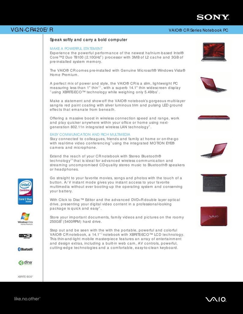 Sony VAIO VGN-CR420E/R User manual