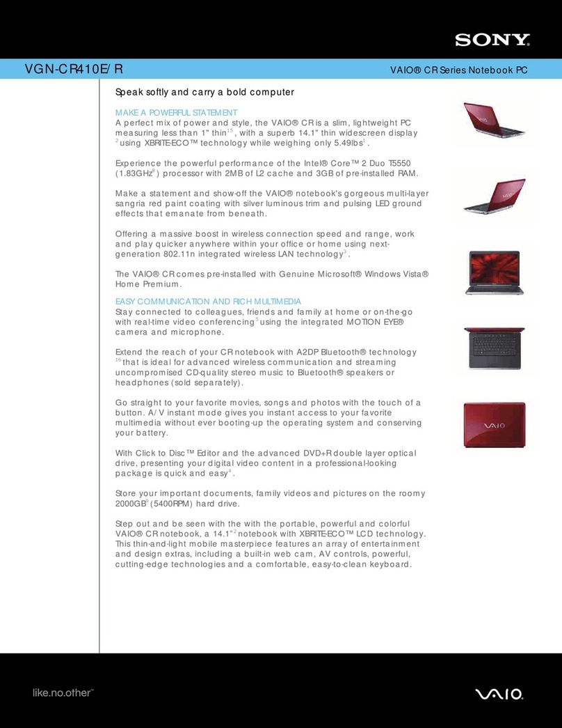 Sony VAIO VGN-CR410E/R Specifications