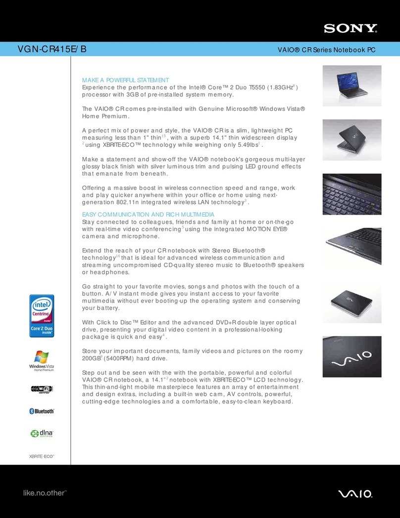 Sony VAIO VGN-CR415E/B Specifications