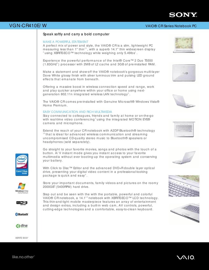 Sony VAIO VGN-CR410E/W User manual
