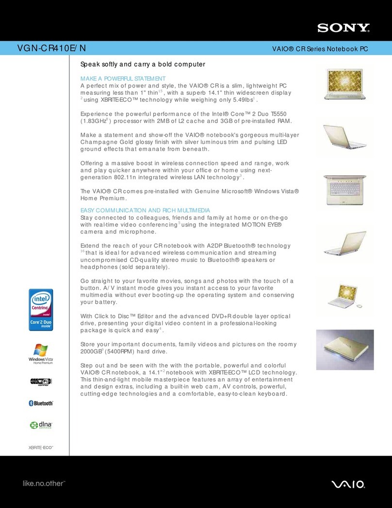 Sony VAIO VGN-CR410E/N Specifications