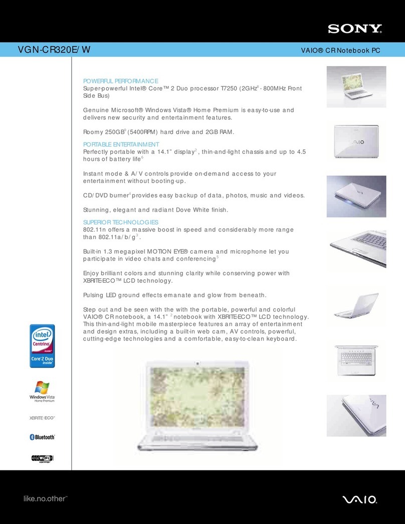 Sony VAIO VGN-CR320E/W Specifications
