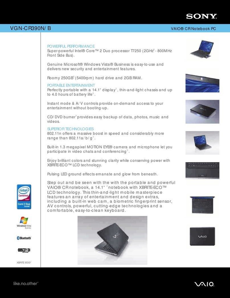 Sony VAIO VGN-CR390N/B Specifications