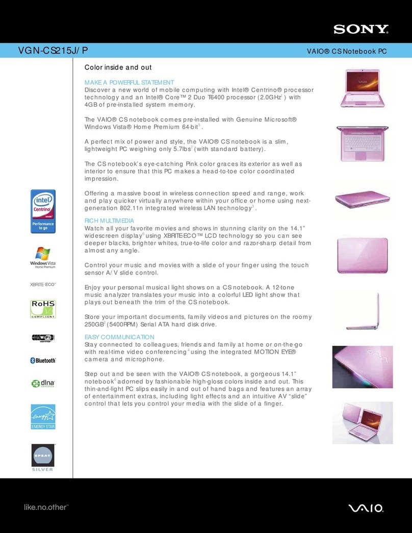 Sony VAIO VGN-CS215J/P User manual