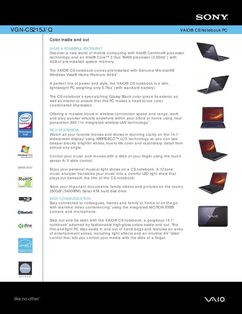 Sony VAIO VGN-CS215J/Q User manual