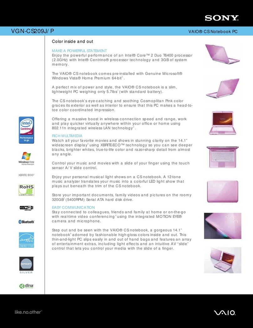 Sony VAIO VGN-CS209J/P User manual