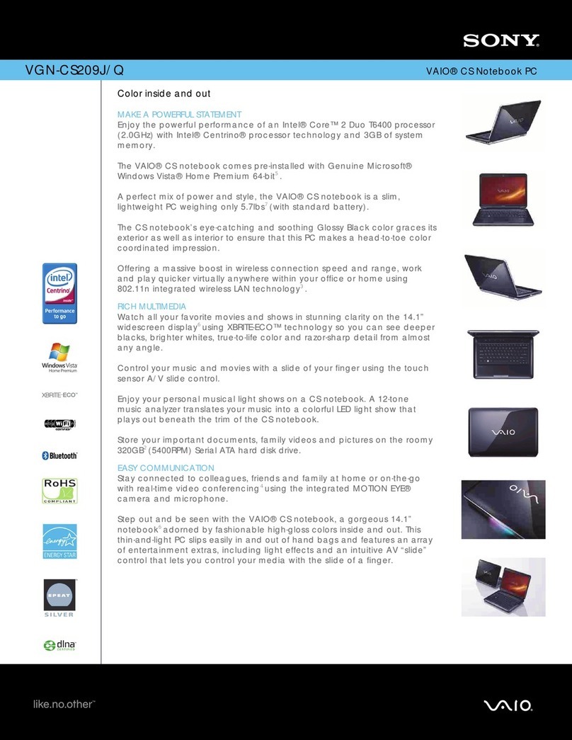 Sony VAIO VGN-CS209J/Q User manual