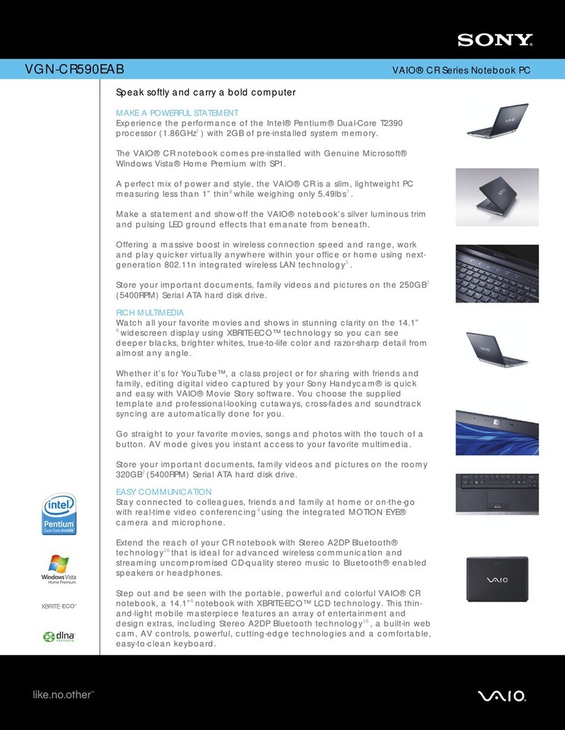 Sony VAIO VGN-CR590EAB Specifications