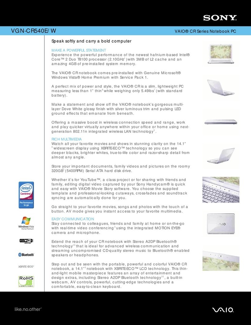 Sony VAIO VGN-CR540E/W Specifications
