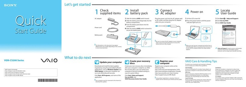 Sony VGN-CS204J Marketing Specifications (Sangria... quick start guide