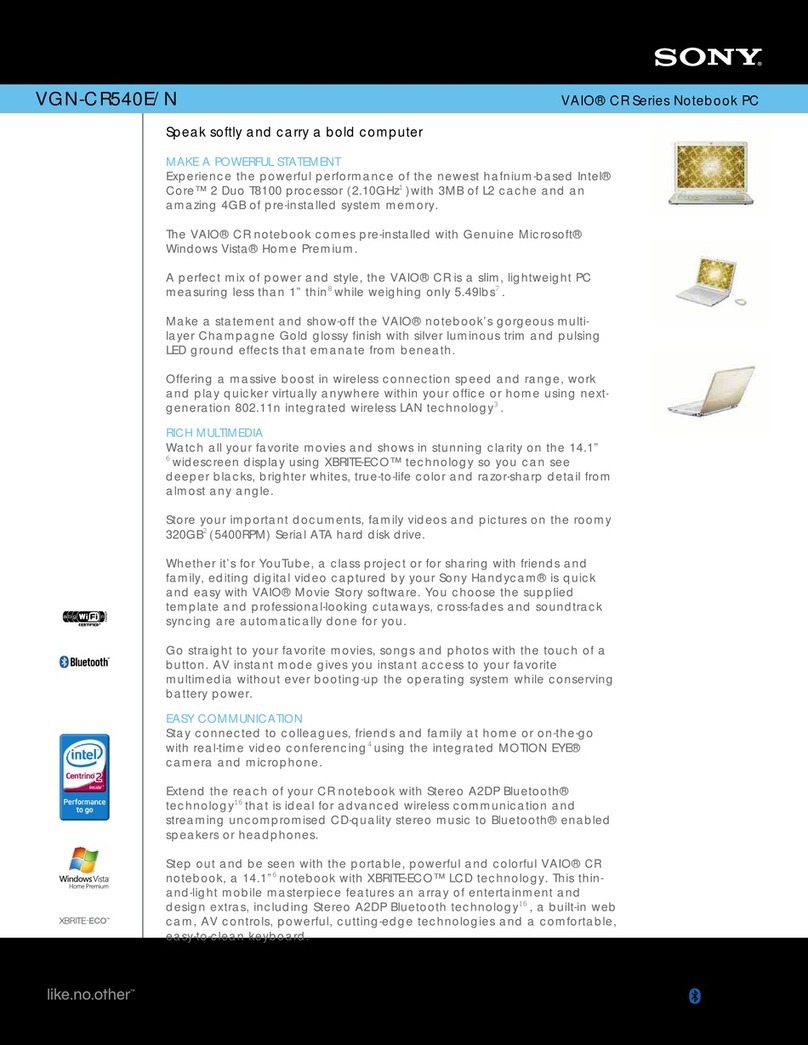 Sony VAIO VGN-CR540E/N Specifications