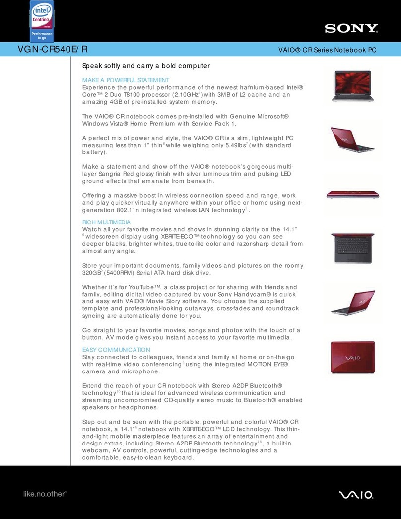 Sony VAIO VGN-CR540E/R Specifications