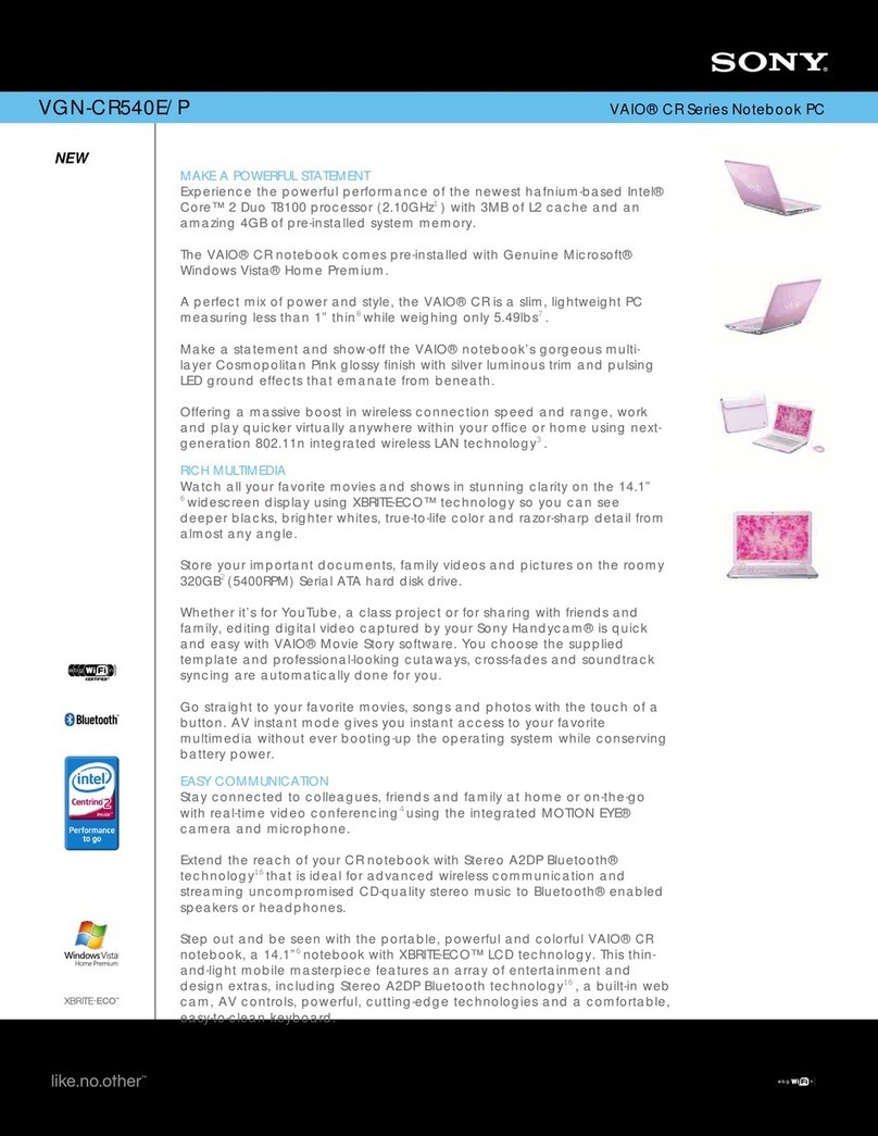 Sony VAIO VGN-CR540E/P User manual