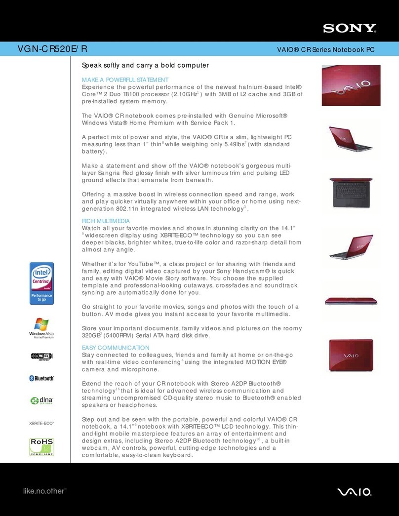 Sony VAIO VGN-CR520E/R User manual