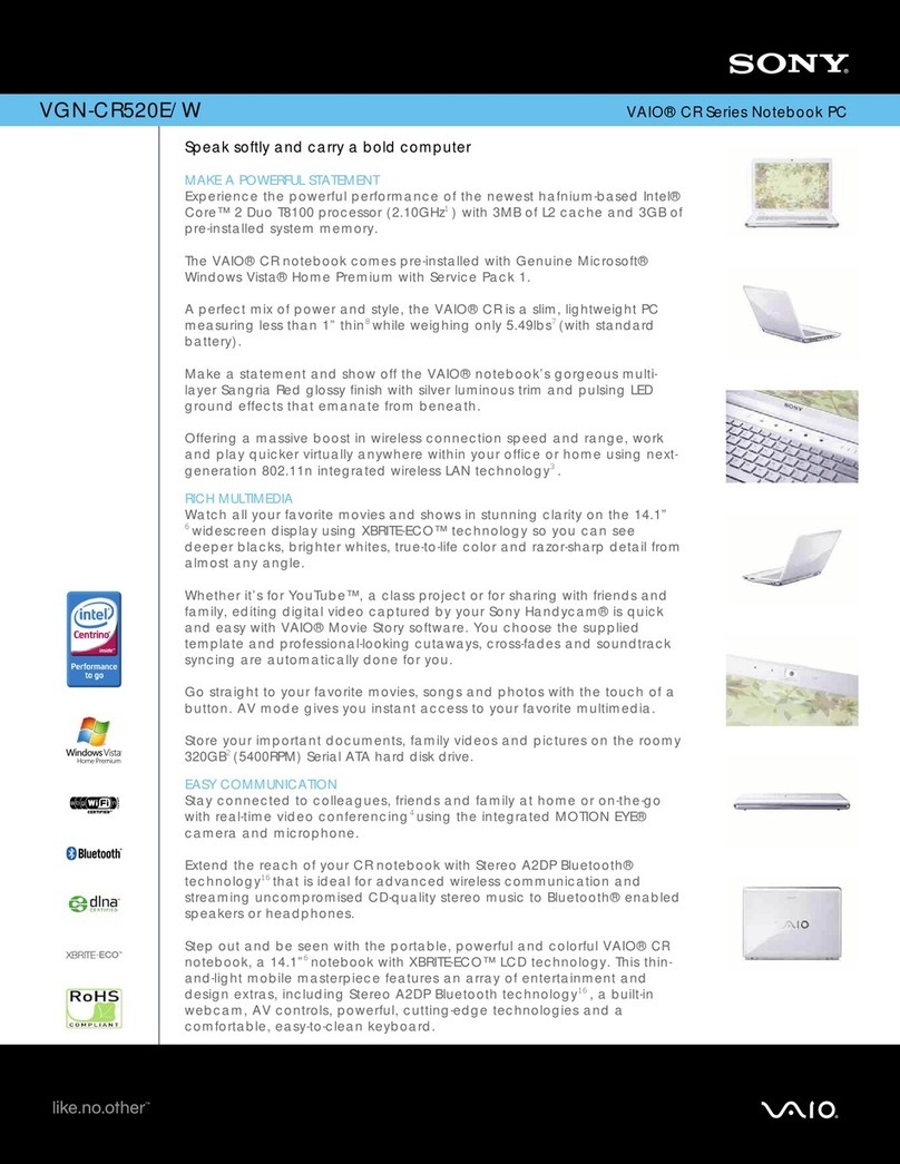 Sony VAIO VGN-CR520E/W Specifications