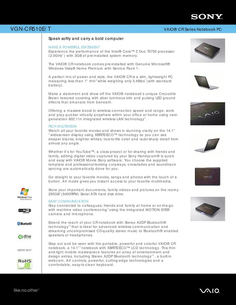 Sony VAIO VGN-CR510E/T Specifications