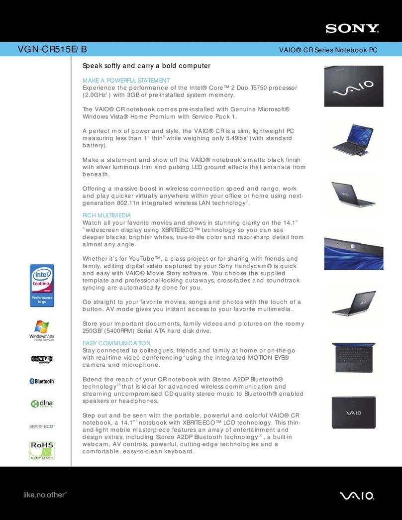 Sony Vaio VGN-CR515E Specifications