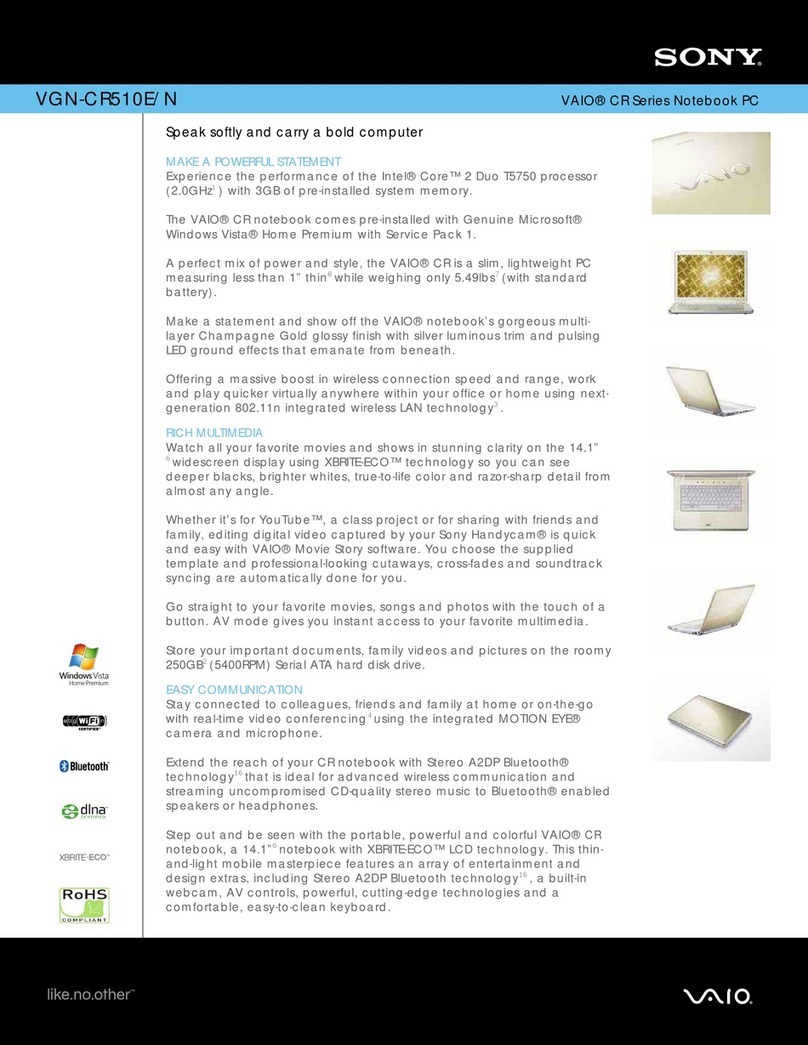 Sony VAIO VGN-CR510E/N Specifications