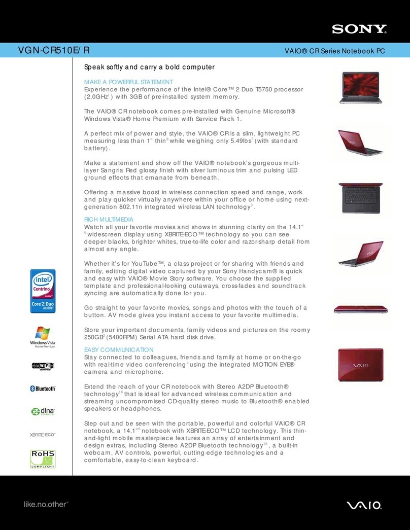 Sony VAIO VGN-CR510E/R User manual