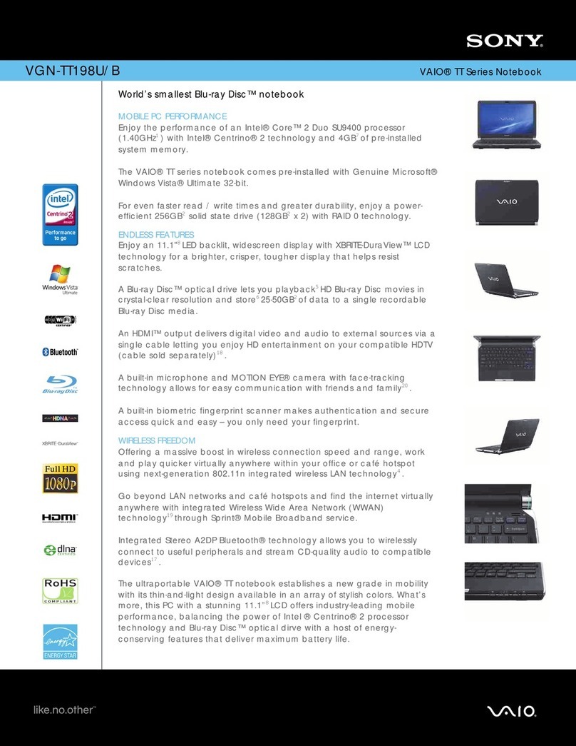 Sony VGN-TT198U User manual