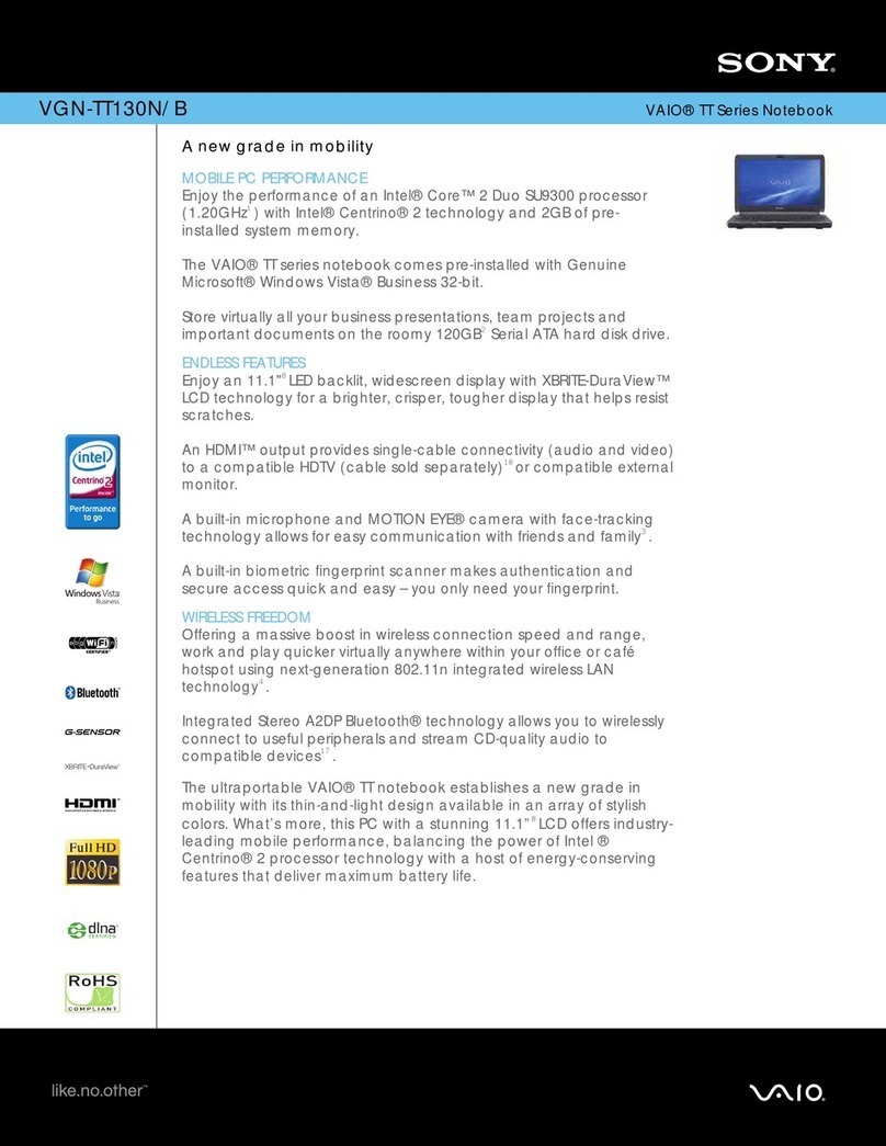 Sony VGN-TT130N/B User manual Sony VGN-TT130N/B User manual