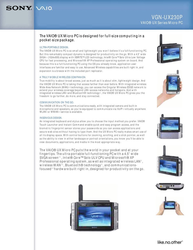 Sony VGN-UX230P - VAIO UX Series Micro PC User manual