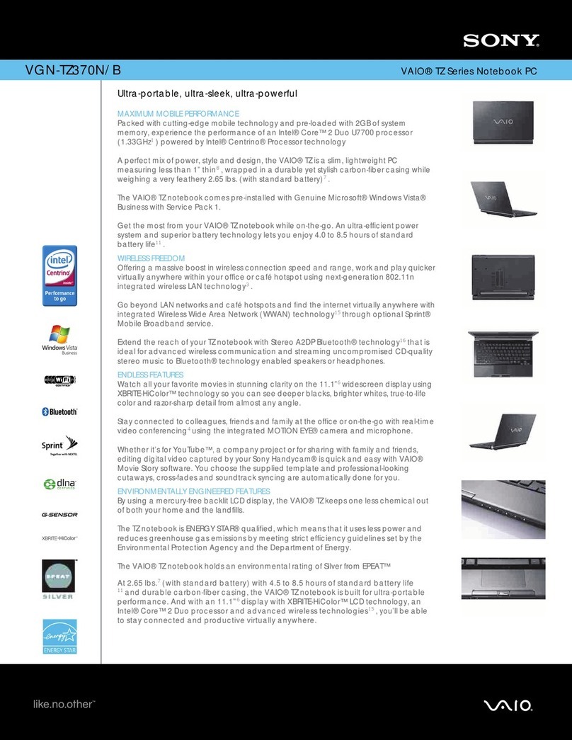 Sony VGN-TZ370N/B User manual