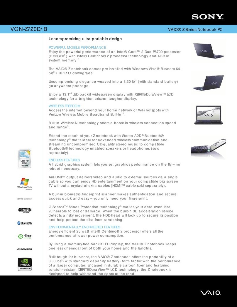 Sony VGN Z720D - VAIO Z Series User manual