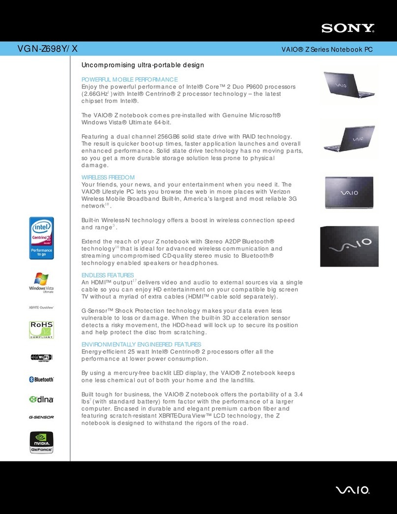 Sony VGN-Z698Y User manual